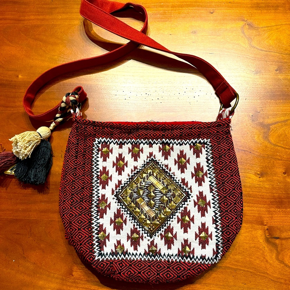 World Market Boho Style Red Crossbody Bag